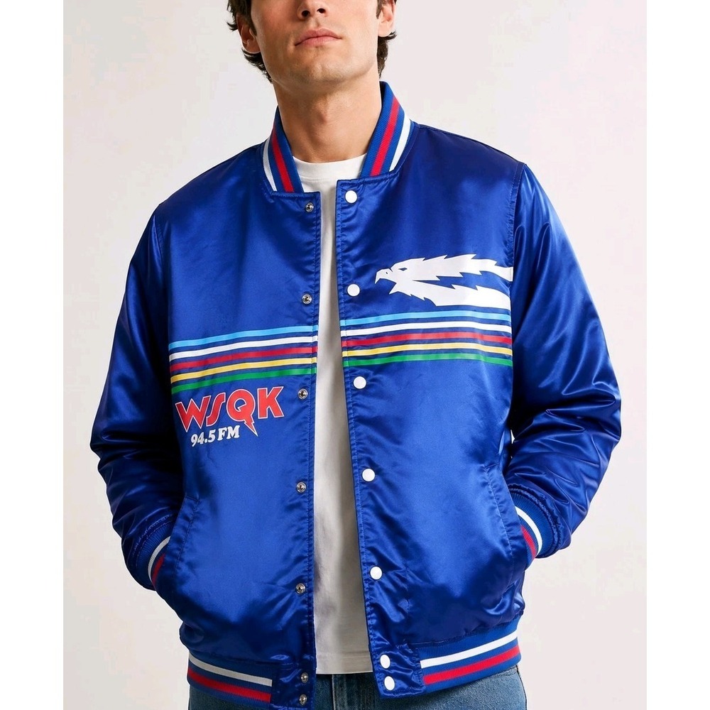 Netflix Stranger Things Varsity Jacket Blue Snap Bomber Men's Large NWT